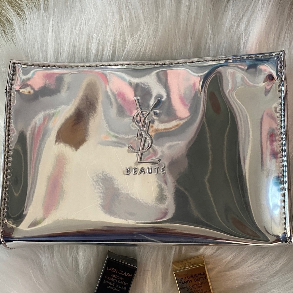 Yves Saint Laurent Silver Cosmetic Case  new comes with 2 luxury beauty items - Picture 2 of 5